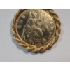 Image 3 : Beautiful Gold-Plated Coin Pendant with 1928 U.K. One Penny Gold-Tone Coin 