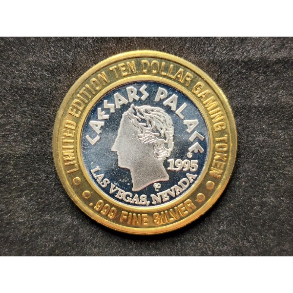 Caesars Palace 1995 Limited Edition Ten Dollar Gaming Token .999 Fine Silver - About 0.6 Troy Oz ASW