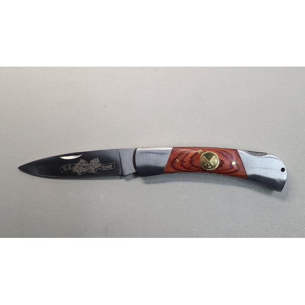 Brand New "U.S Army" Frost Cutlery Folding Pocket Knife With 4.5" Barracuda Wood Handle 3” Blade