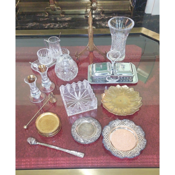 Group Of Various Crystal Serving Items As Pictured