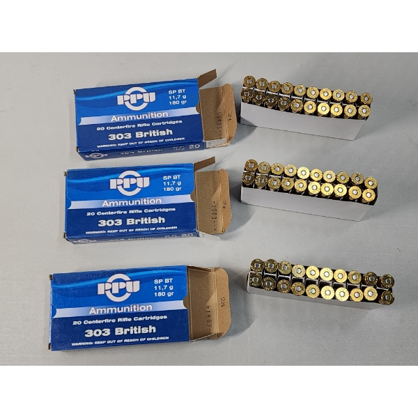 3 Full Boxes of 303 British Rifle Ammo - 60 Rounds Total
