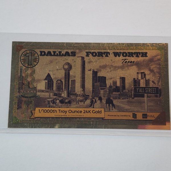 LIMITED EDITION 2025 Alpha Series Dallas Fort Worth Texas 1 Goldback - 1/1000th Troy Ounce 24K Gold