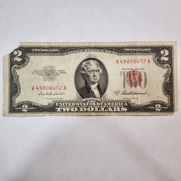 United States 1953 A $2 Red Seal Note 