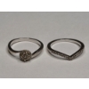 Image 6 : Women's 10K White Gold Diamond Halo And Bypass Wedding Ring Set - Size 7 - Total Weight: 3.8g