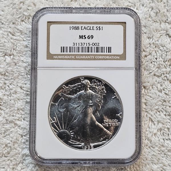 NGC MS69 Graded 1988 .999 Fine Silver 1oz. Eagle