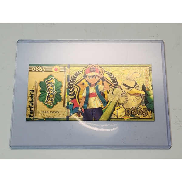 RARE 1996 Pokémon 999999 Gold Foil Note - Farfetch'd - Mint Condition in Protective Holder