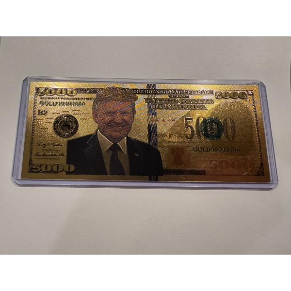 President Donald J. Trump .999999 Gold Foil Collector Note In Protective Holder - Mint Condition