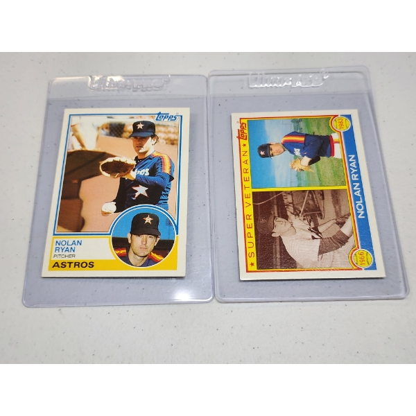 Two 1983 Topps Nolan Ryan Baseball Trading Cards ~ Both in Good Condition!