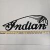 Image 2 : Indian Motorcycle Script Headdress Laser Cut Black Stainless Steel Metal Wall Art Sign, 20"x8"