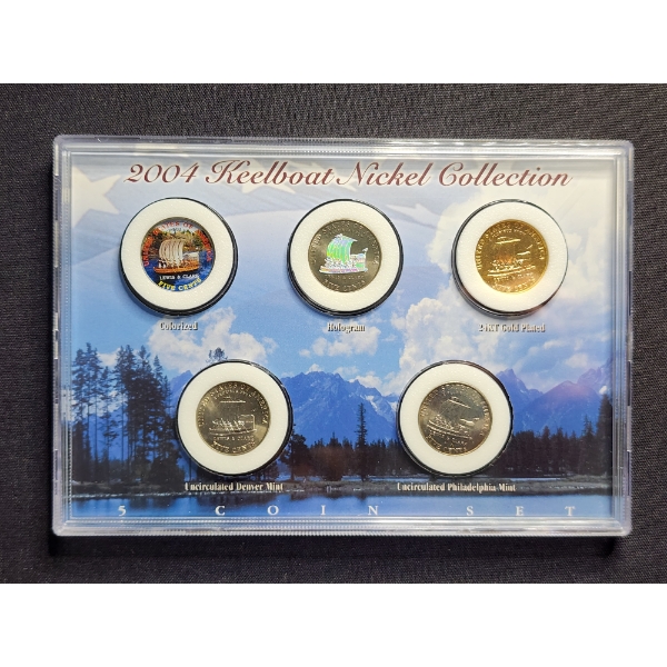 2004 Keelboat Nickel Collection Display Ft. Colorized, Hologram & 24Kt Gold Plated