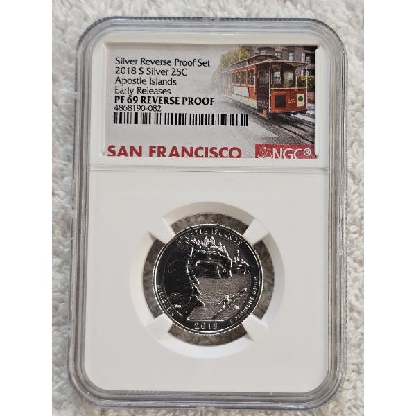 NGC PF 69 Reverse Proof 2018 S Silver Apostle Islands Quarter