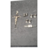 Image 1 : Vintage Tie Clip With Abalone Inlay, Baer And Wilde Snap Cuff Links & Crucifix 