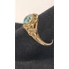 Image 2 : 14K Yellow Gold Art Deco Ring With Blue Stone - Size 6 - Weight: 2.3g