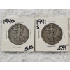 Image 1 : 2 Walking Liberty 90% Silver Half-Dollar Coins - AFV $1