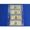Image 1 : (2) U.S. $1 Silver Certificates 1957-A and 1957-B & (2) $5 Red Seal Notes: 1963 and 1953-C