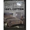Image 1 : Metropolitan Queen Bamboo 3 Piece Tan Plaid Quilt Set