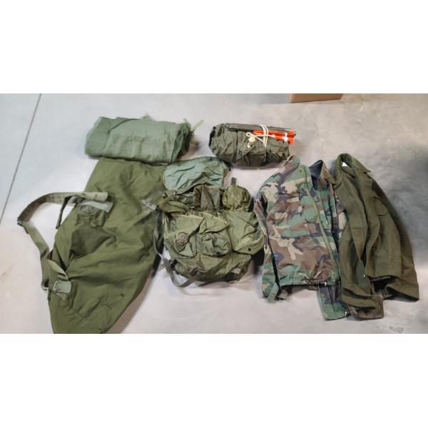 Assorted U.S Military Gear Including Half Shelter Tent, Duffle Bag & More