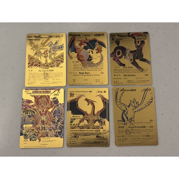 6 - Pokemon Limited Edition Gold Plated Trading Cards - 2024 Gold Cards
