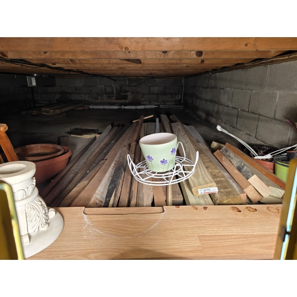 Contents of Crawl Space in Basement - Scrap Metal, Wood, Garden Items and More - You Will Remove
