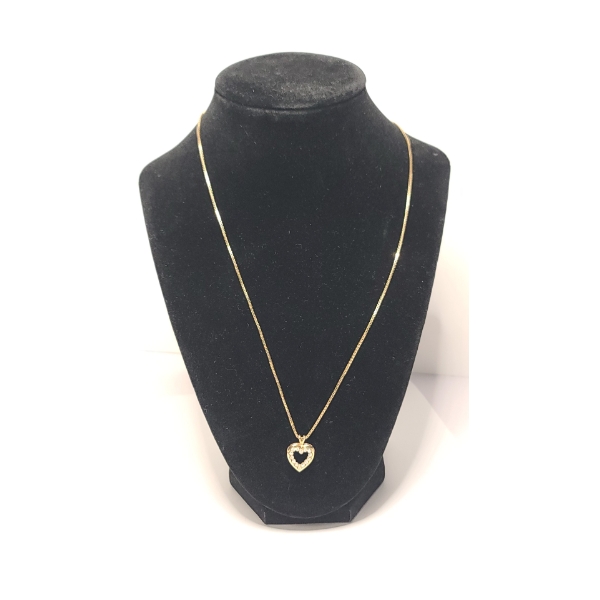 14K Yellow Gold Heart Pendant With Diamonds On 14K Yellow Gold 20" Chain - Total Weight: 5.5g