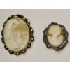 Image 1 : Two Vintage Hand-Carved Shell Cameo Brooches