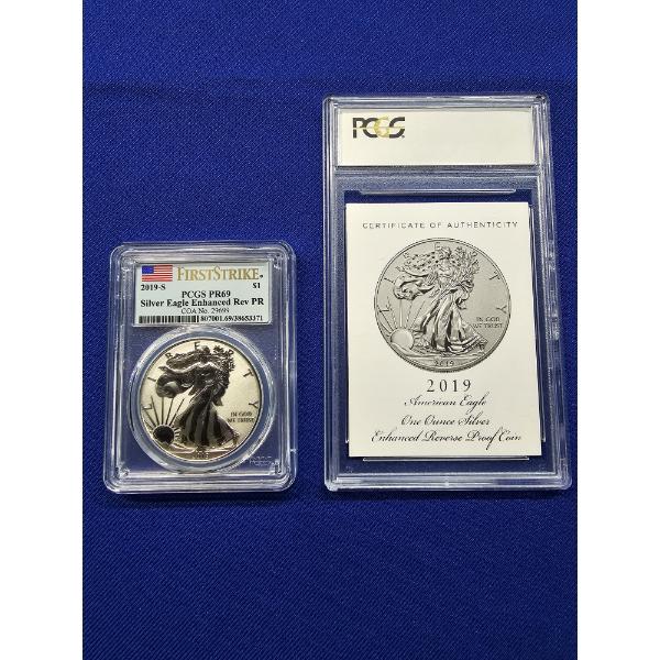 2019-S U.S. Silver Eagle Enhanced Reverse Proof PCGS PR69 with COA #29699