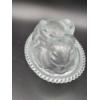 Image 2 : Indiana Glass clear bunny rabbit on a nest candy dish featuring a textured, two-piece pressed glass 