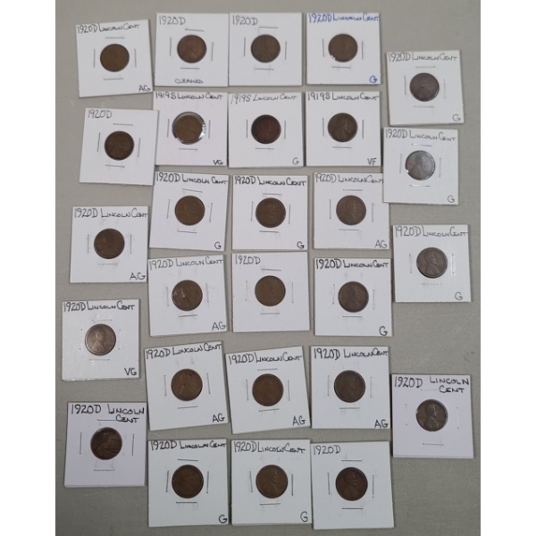 United States 1919/1920's Lincoln Wheat Cents - Face Value: $0.27