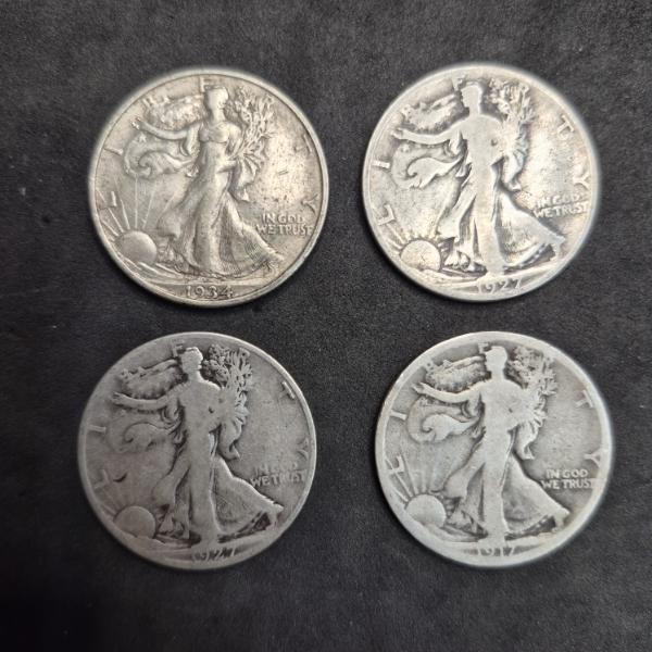 U.S. 90% SILVER COINS - $2 FACE VALUE - WALKING LIBERTY HALF DOLLARS - SEE PICS