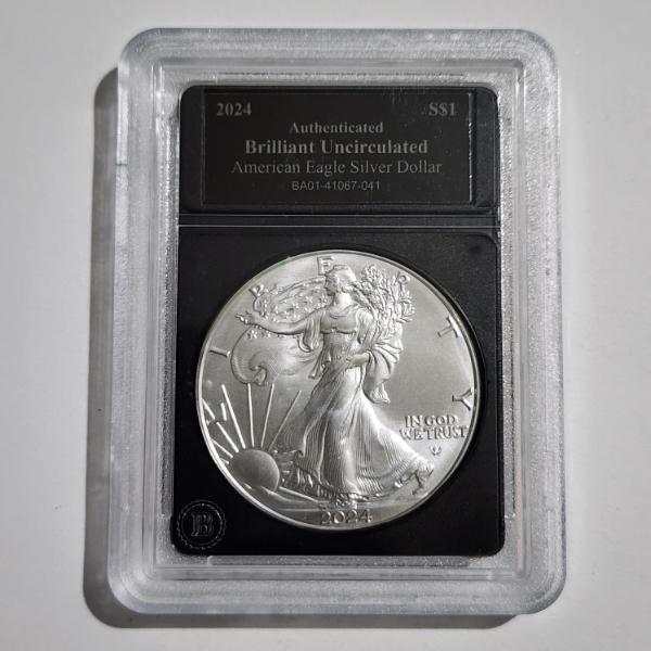 2024 American Eagle 1 Oz 999 Fine Silver Round in Bradford Exchange Slabbed Authenticated BU