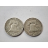 Image 2 : Two Franklin Half Dollars: 1963-D, & 1963-D - 90% U.S. Silver Coins - FV: $1.00