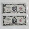 Image 1 : Two Series 1953A United States Notes ($2 bills) featuring a Distinctive Red Treasury Seal FV: $4.00