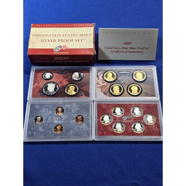 2009 United States Mint Silver Proof Set - 18 Coin Set w. Box & COA