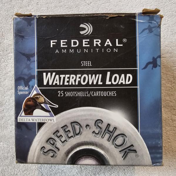 Box of Federal Ammunition Waterfowl Load Shotgun Shells (partially filled) (see description)