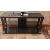 Image 2 : TV With Wood & Glass Entertainment Stand - Panasonic 40" w/ Remote, No Feet - Stand 50x19x24