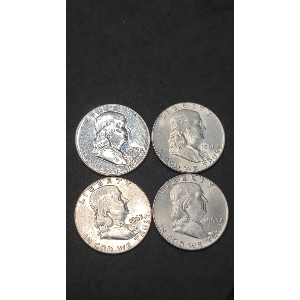 Assorted Years 90% Silver Franklin Half Dollars - $2.00