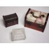 Image 4 : Lot of 3 Nice Trinket Boxes Including 2 Wooden with Latches and 1 Glass 