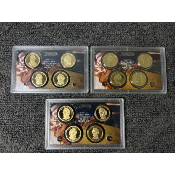Three United States Mint Presidential $1 Coin Proof Sets