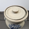 Image 9 : Rowe Pottery Works 1993 Handmade Crock or Jar Ft. Painted Basket Image~ Standing About 7 Inches Tall