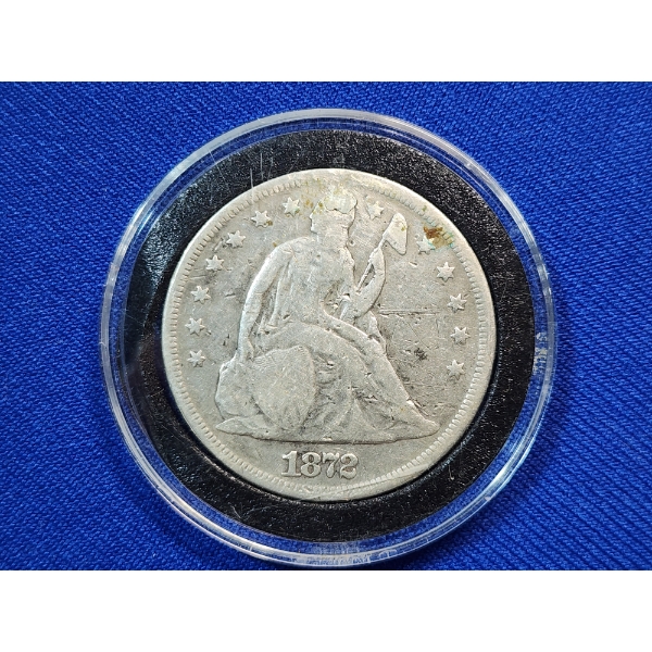 United States 1872 SEATED LIBERTY $1 DOLLAR 90% SILVER COIN - Incredible Coin in Capsule! 