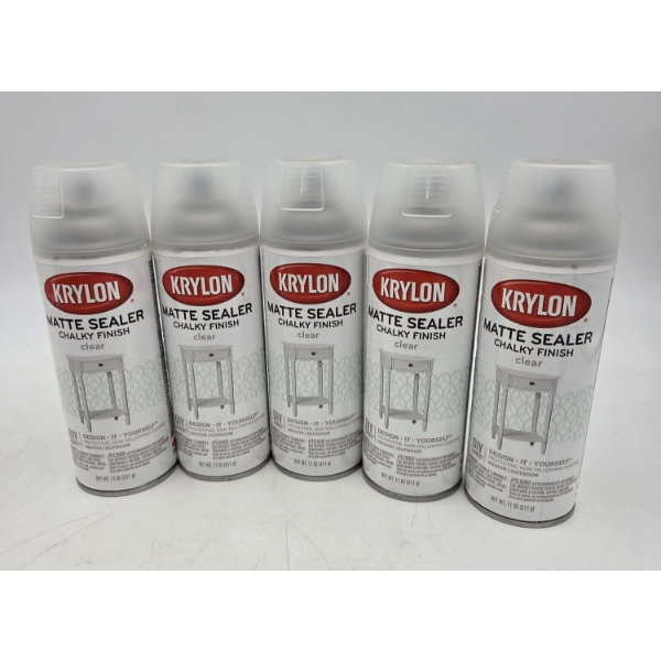 Five Brand New- 110z Cans Of Krylon Matte Sealer Chalky Finish Clear