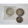Image 1 : (3) 90% Silver U.S. Coins: 1943 & 1942 Walking Liberty Half Dollars, 1925 Standing Liberty Quarter 