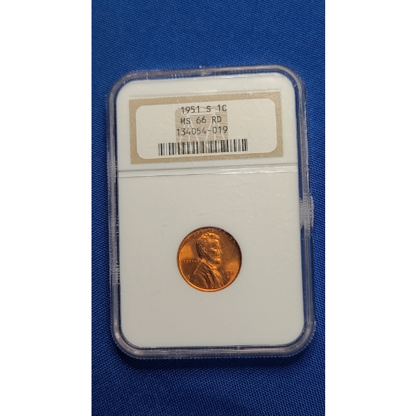 NGC 1951-S MS 66 RD Lincoln Wheat Cent