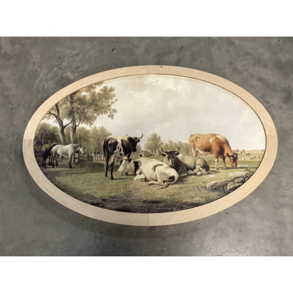 Beautiful Cow pasture photo in oval frame - Wall hanging Decor - 23x34"