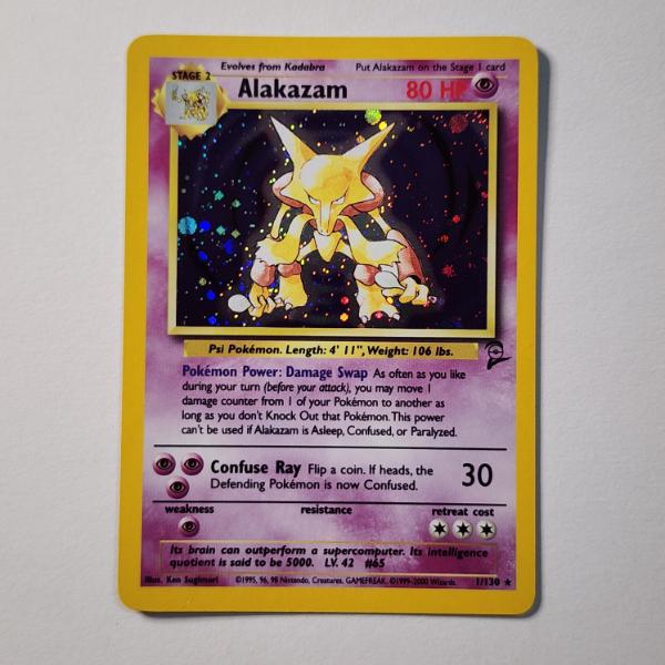 Alakazam 1/130 Holo Rare Base Set 2 Vintage Pokemon Trading Card ~ NM Condition!