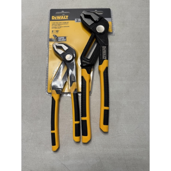DeWalt V-Jaw Push-Lock Pliers Set Of Two Rapid Adjust - New In The Package