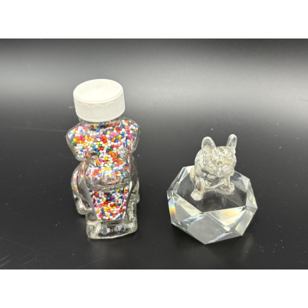 2 Glass Dogs - one crystal like pug & dog filled with sprinkles - Super cute! 