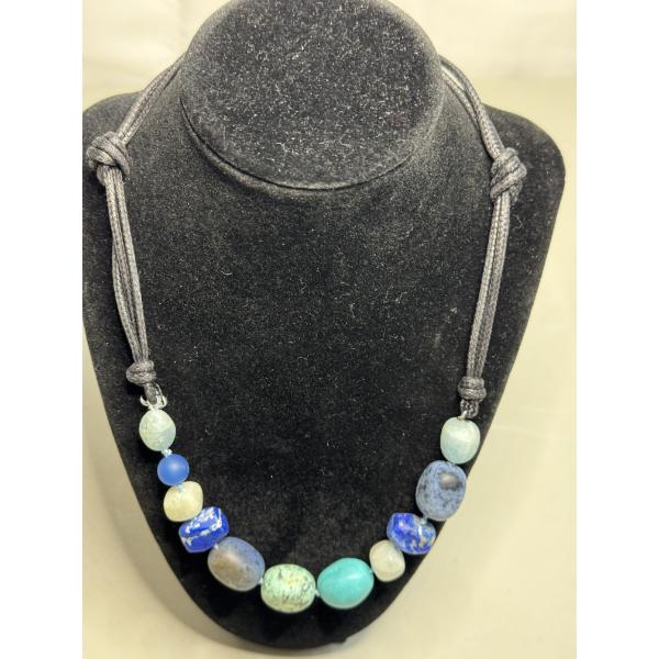 Custom 20" Handmade Precious Stone Necklace With Sterling Silver Clasp - Mint Condition