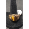 Image 1 : Men's Gold Plated Ring With Genuine Tiger's Eye - Size 11