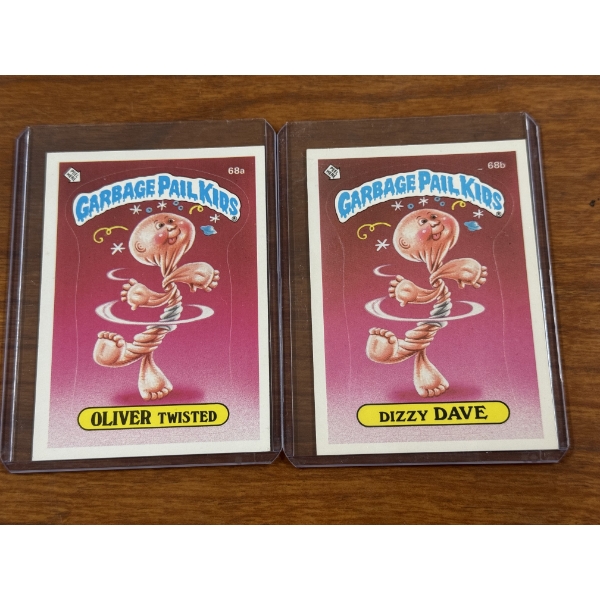 1985 Garbage Pail Kids - Oliver Twisted & Dizzy Dave Cards - 68A & 68B - Mint Condition